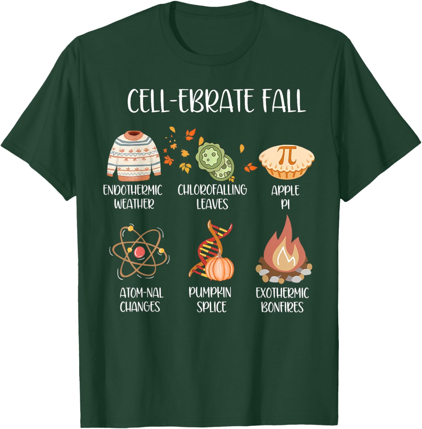 Cel-ebrate Fall Funny Science Teacher Fall Autumn Pumpkin T-Shirt - T-Shirt | Forest