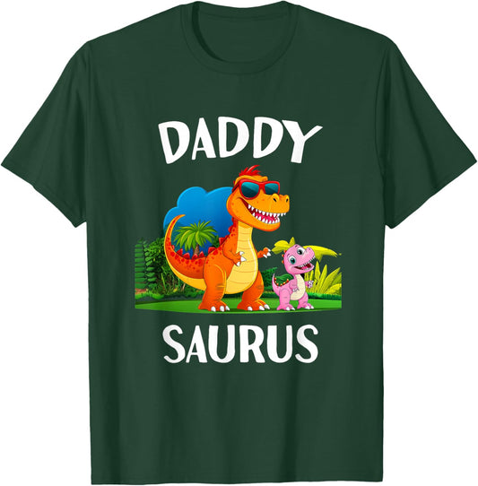 Daddy Saurus Dinosaur Dino Matching Family Boys Men Trex T-Shirt - T-Shirt | Forest
