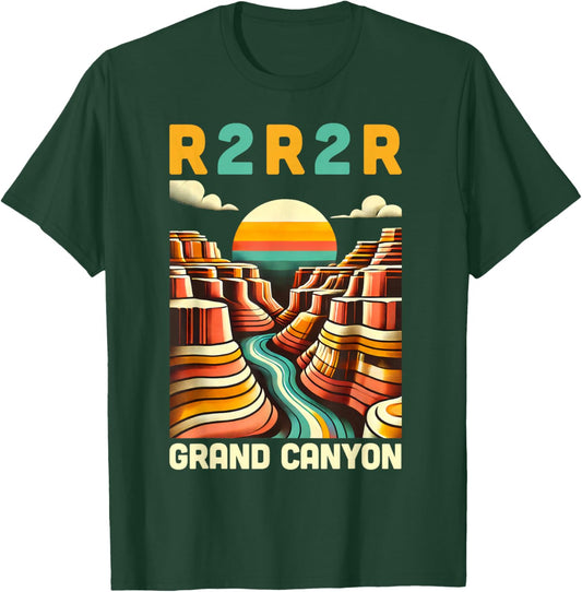 Vintage Rim 2 Rim Grand Canyon Trail Run, R2R2R Run Hiking T-Shirt - T-Shirt | Forest
