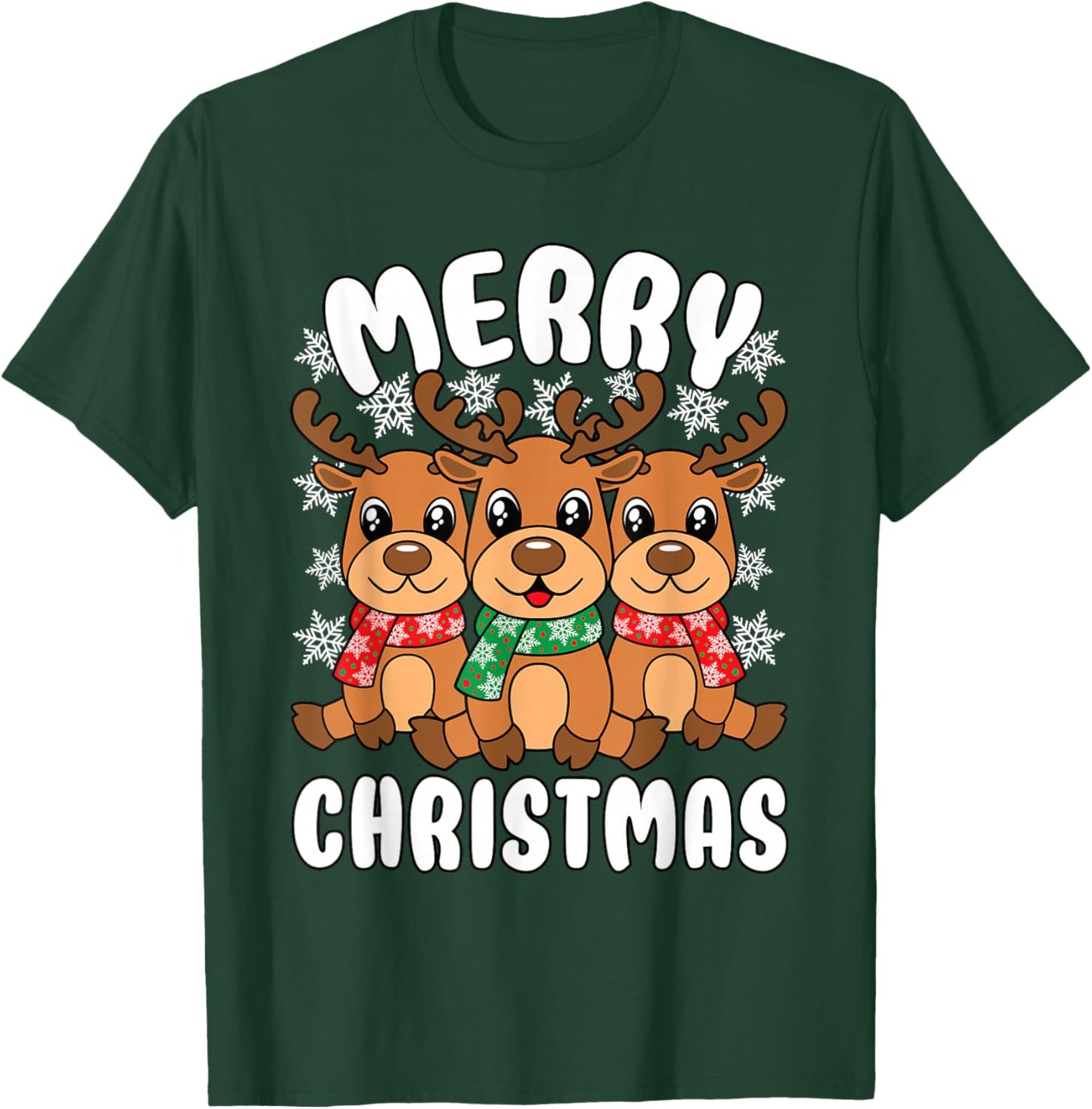 Merry Christmas Funny Christmas Xmas Reindeer Men Women Kids T-Shirt - T-Shirt | Forest