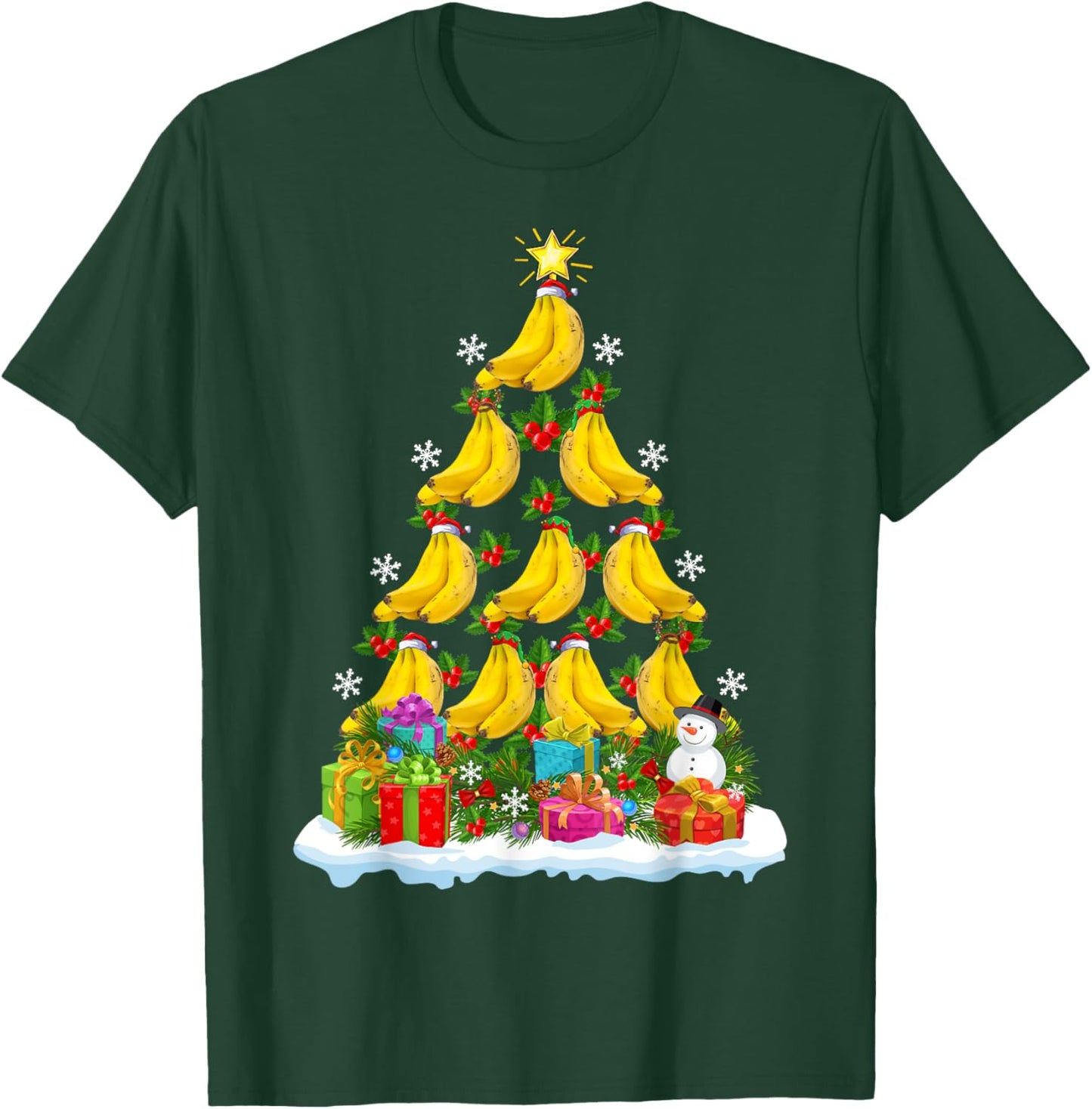 Banana Fruit Xmas Decoration Santa Banana Christmas Tree T-Shirt - T-Shirt | Forest