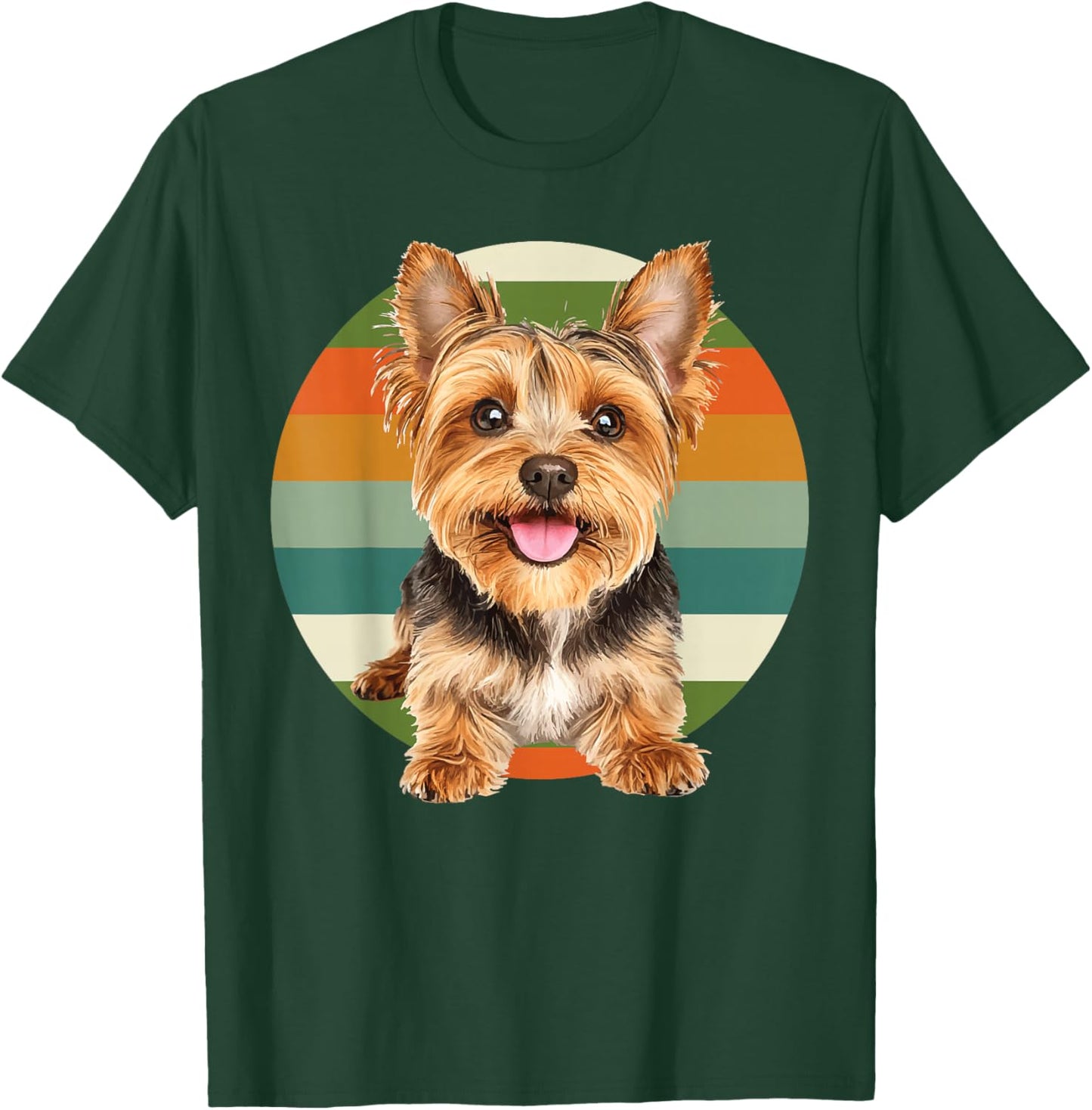 Yorkshire Terrier Dog Yorkie Retro Look Circle Moms Dads Women Girls Kids T-Shirt - T-Shirt | Forest
