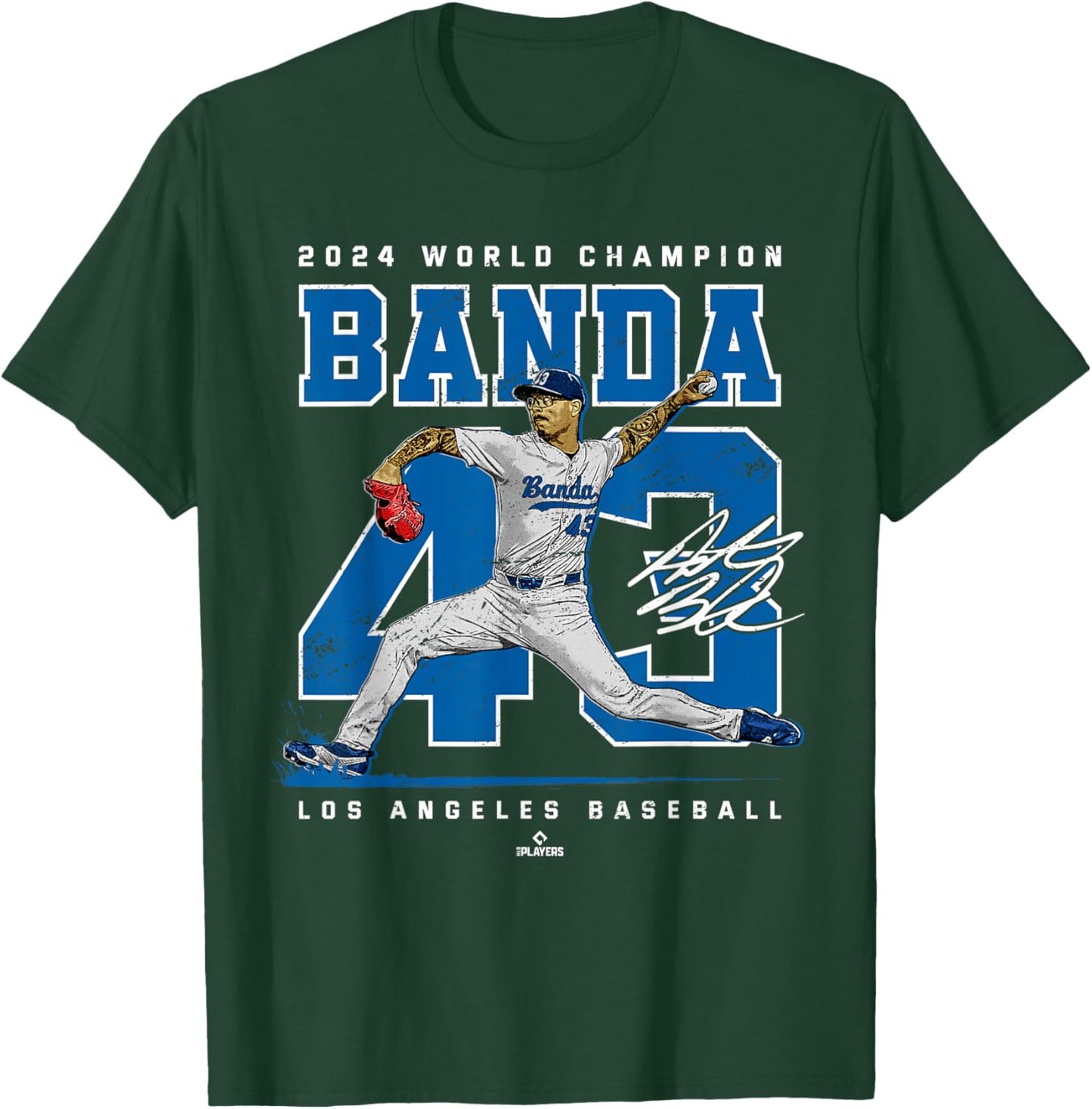 Player Number 2024 World Champion Anthony Banda MLBPA T-Shirt - T-Shirt | Forest
