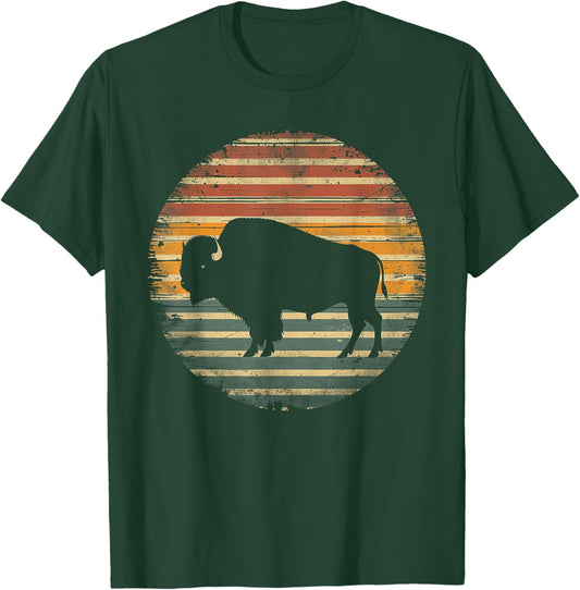 Buffalo Bison - Retro 70s 80s Graphic Vintage Men Women Kids T-Shirt - T-Shirt | Forest