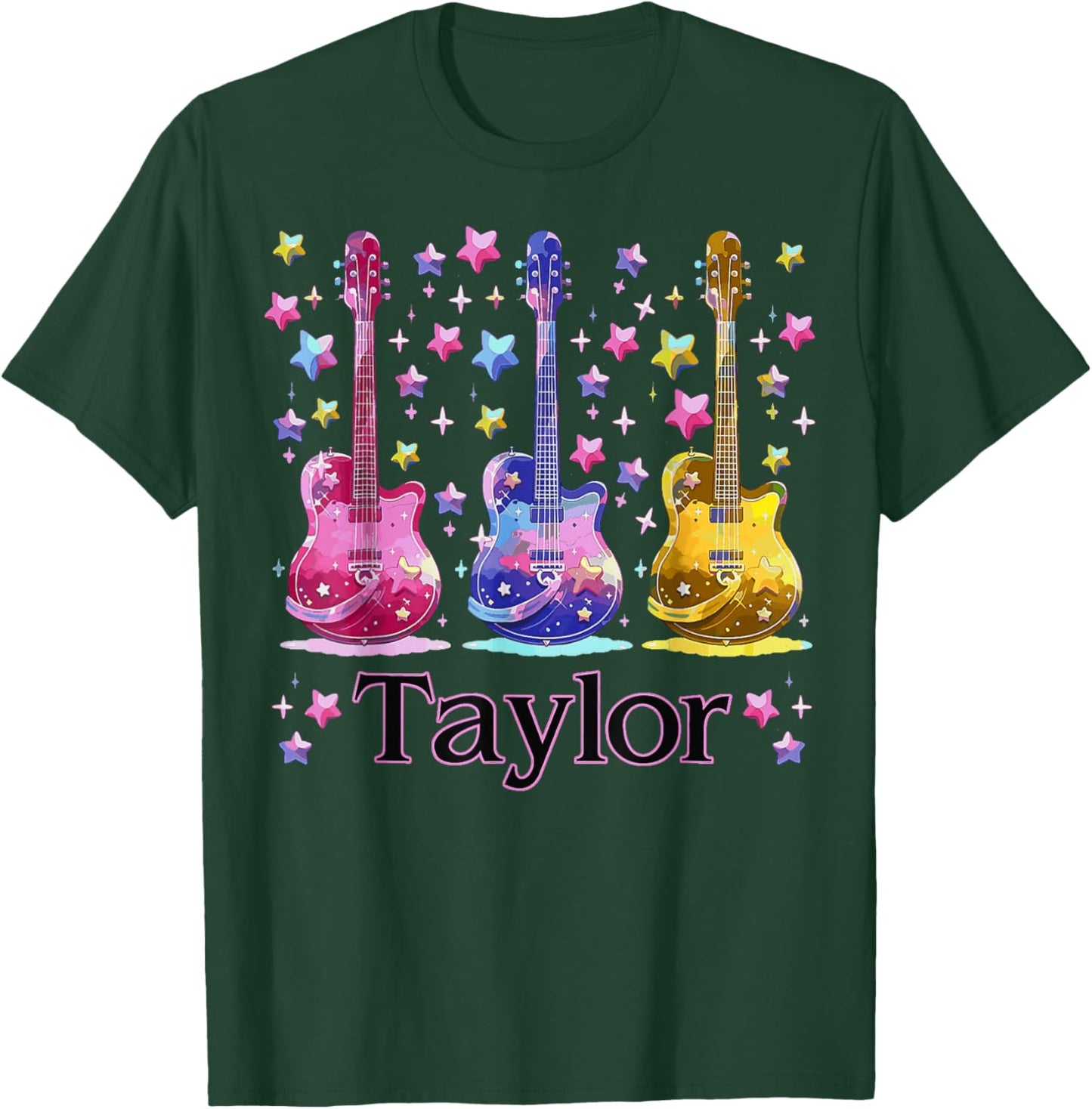 Girl Retro Taylor First Name Personalized Groovy 80'S T-Shirt - T-Shirt | Forest