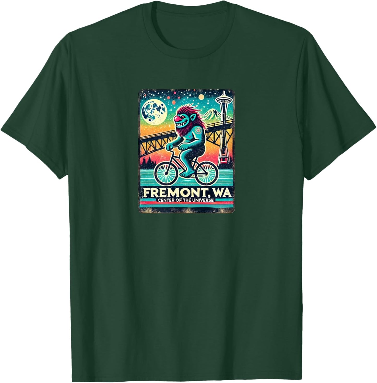 Fremont Solstice Troll, Seattle, WA - Designed Locally T-Shirt - T-Shirt | Forest