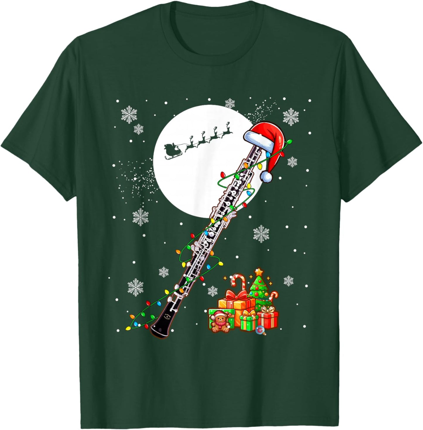Santa Oboe Christmas Instrumentalist Lover Player Team T-Shirt - T-Shirt | Forest