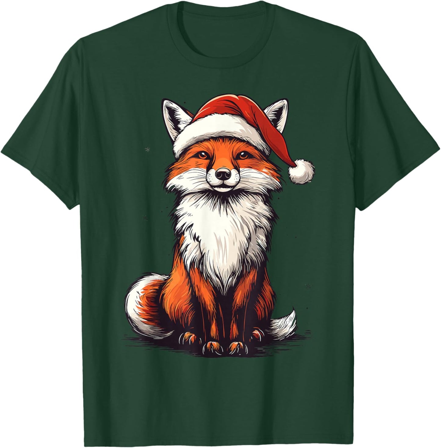 Fox Santa Hat Xmas Fox Lover Christmas Pajama Men Women Kids T-Shirt - T-Shirt | Forest