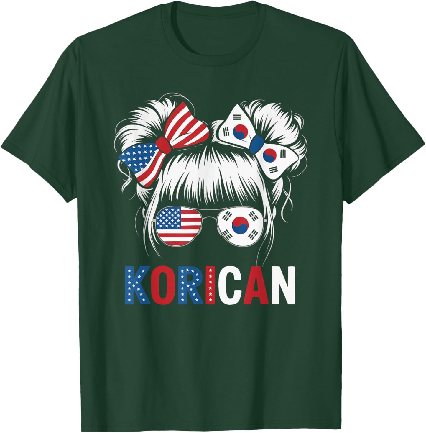 Half American Half Korean USA Flag South Korea America T-Shirt - T-Shirt | Forest
