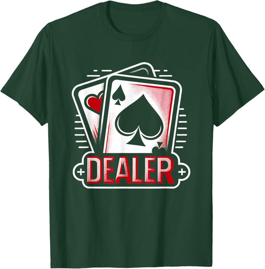 Casino Gambling Blackjack & Poker Game Card Dealers T-Shirt - T-Shirt | Forest