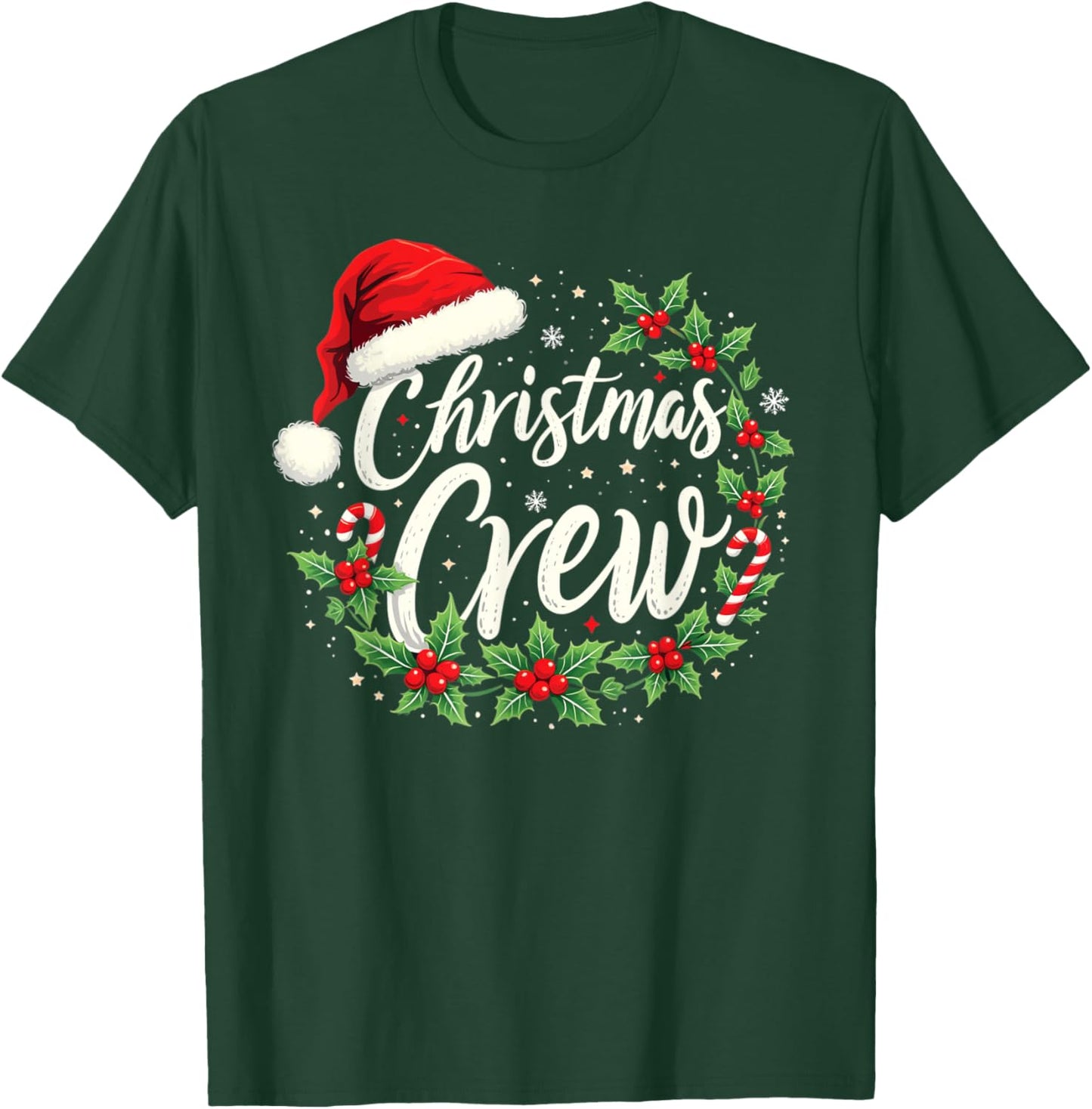 Christmas Crew Family Matching Adults Kids Black Solid Short Sleeve Holiday Party Shirt T-Shirt - T-Shirt | Forest