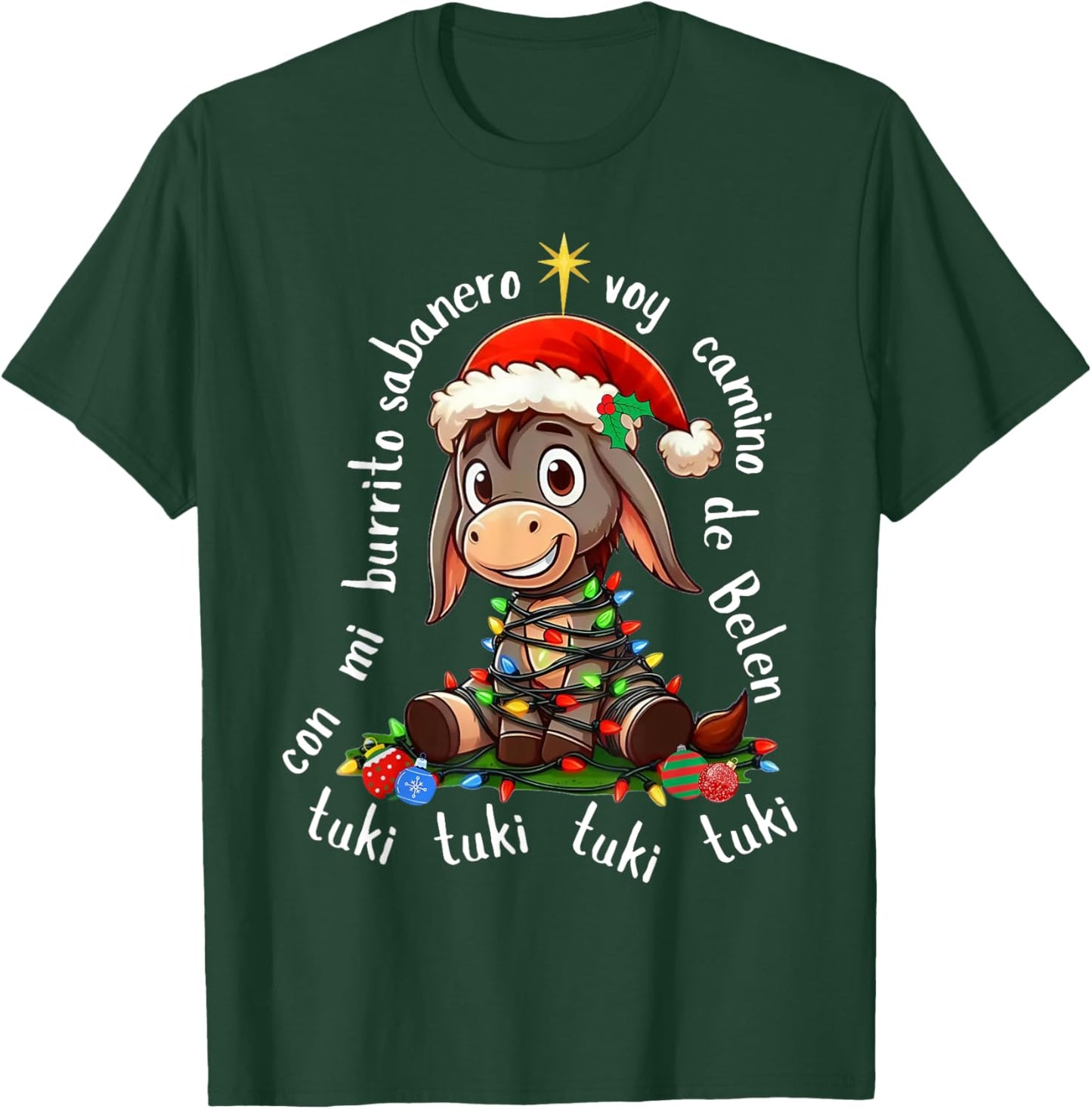 Con Mi Burrito Sabanero Mexican Tuki Tuki Donkey Latino Xmas T-Shirt - T-Shirt | Forest