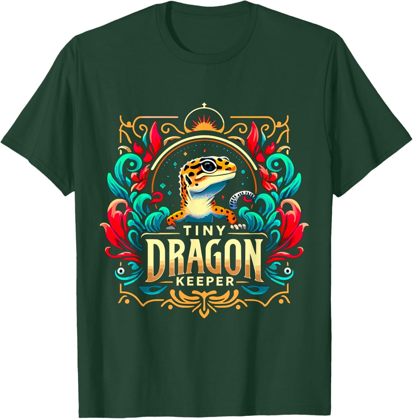 Tiny Dragon Keeper Leopard Gecko T-Shirt - T-Shirt | Forest