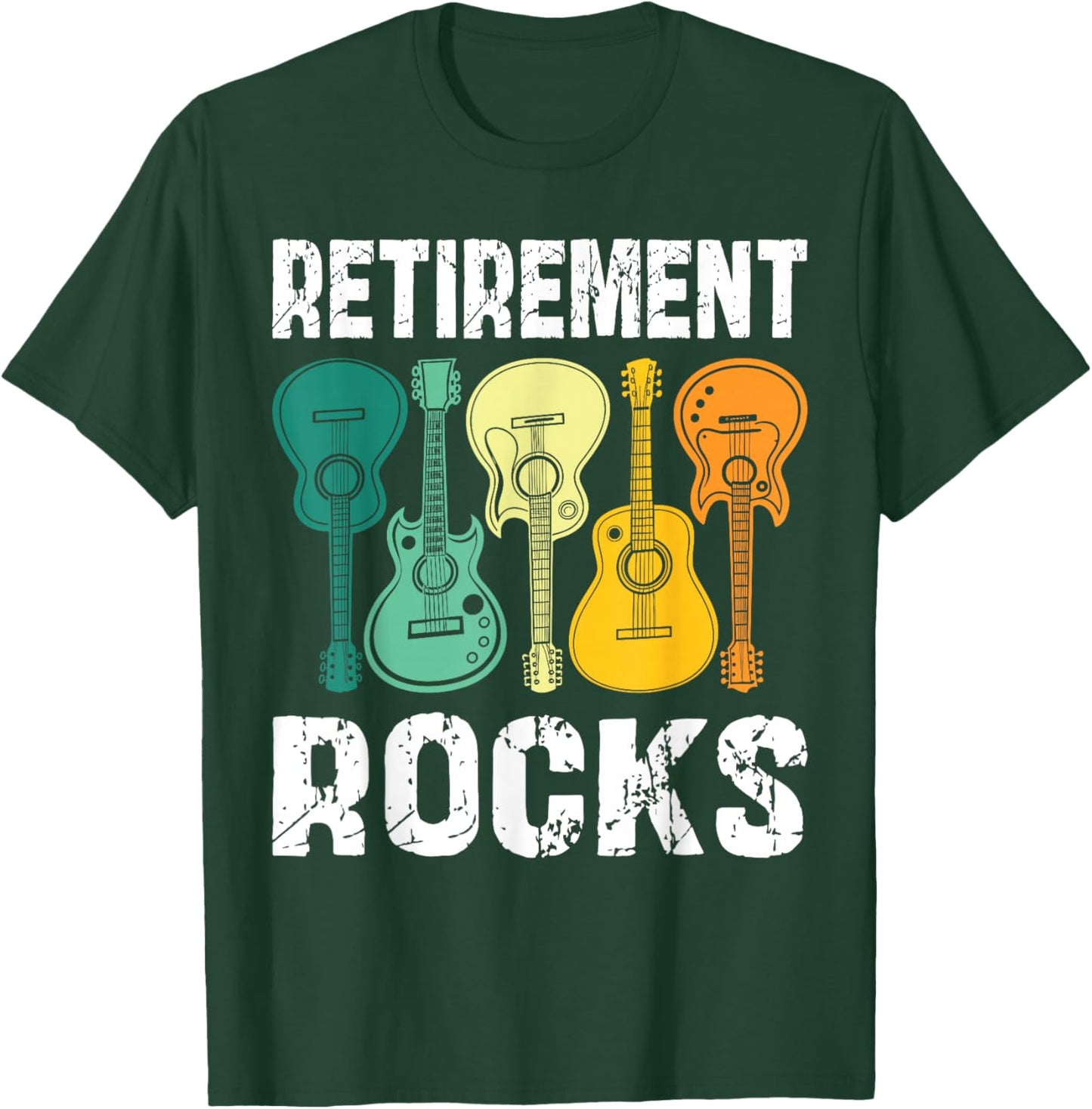 Retirement Rocks Guitar Player Funny Guitarist Humor Outfit T-Shirt - T-Shirt | Forest