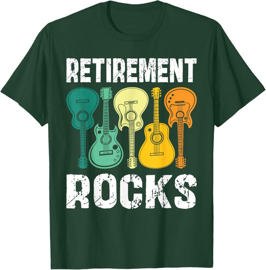 Retirement Rocks Guitar Player Funny Guitarist Humor Outfit T-Shirt - T-Shirt | Forest