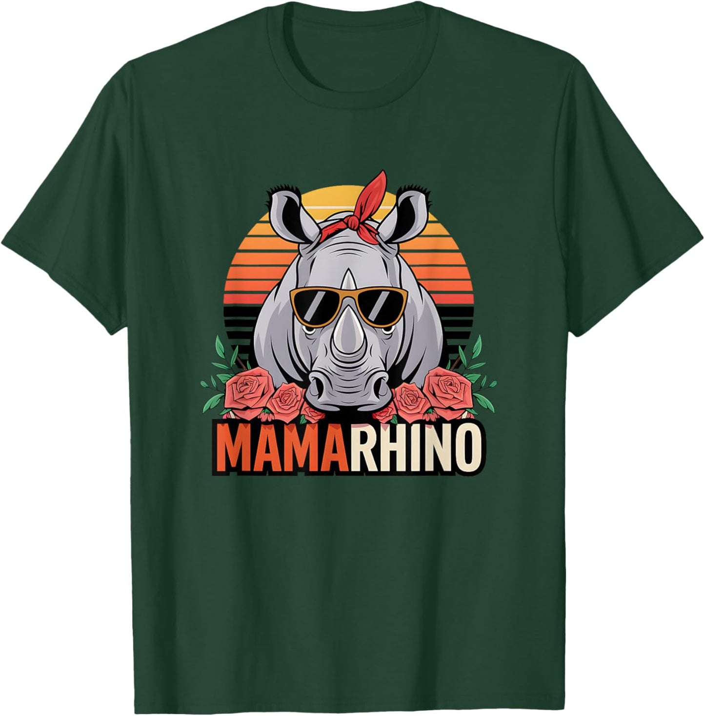 Mama Rhino Animal Family Zoo Wildlife Lover Mother's Day T-Shirt - T-Shirt | Forest