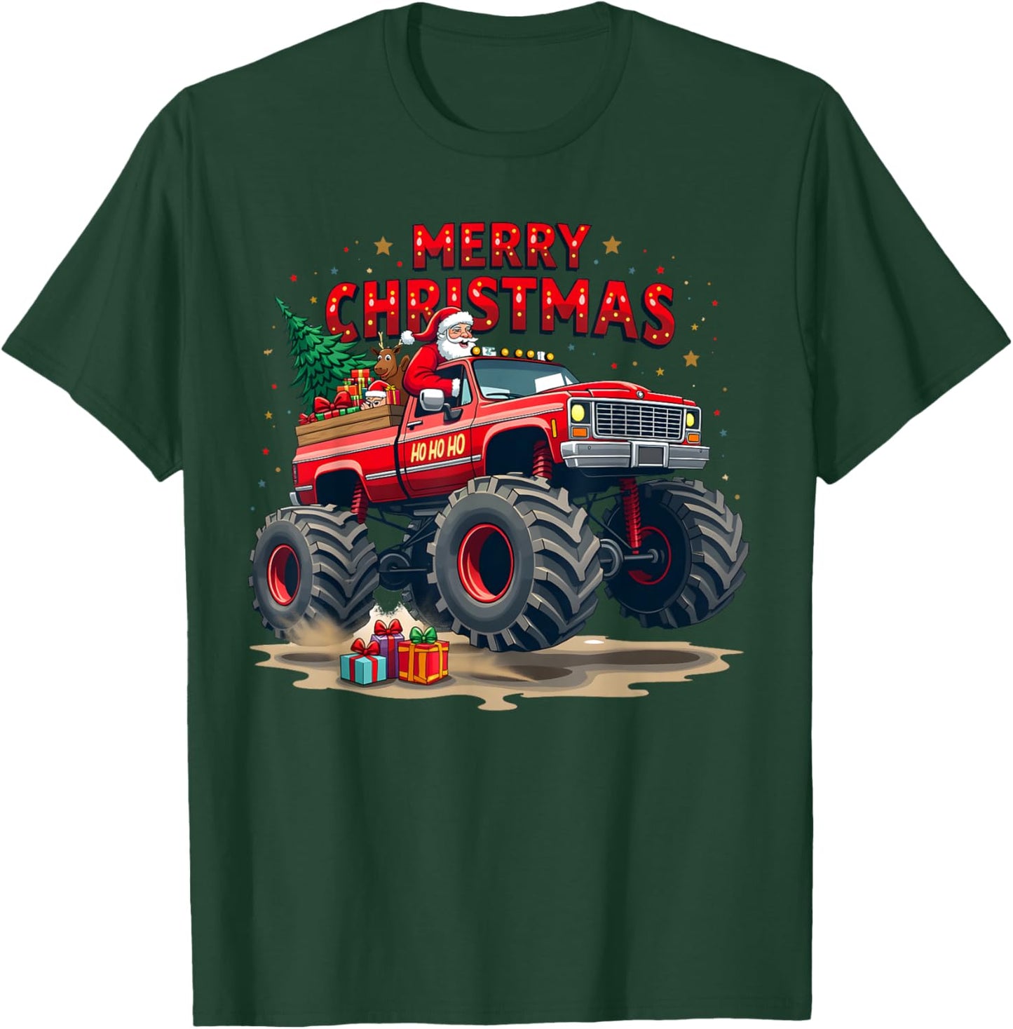 Holiday Christmas Monstertruck Off-Road Adventure T-Shirt - T-Shirt | Forest