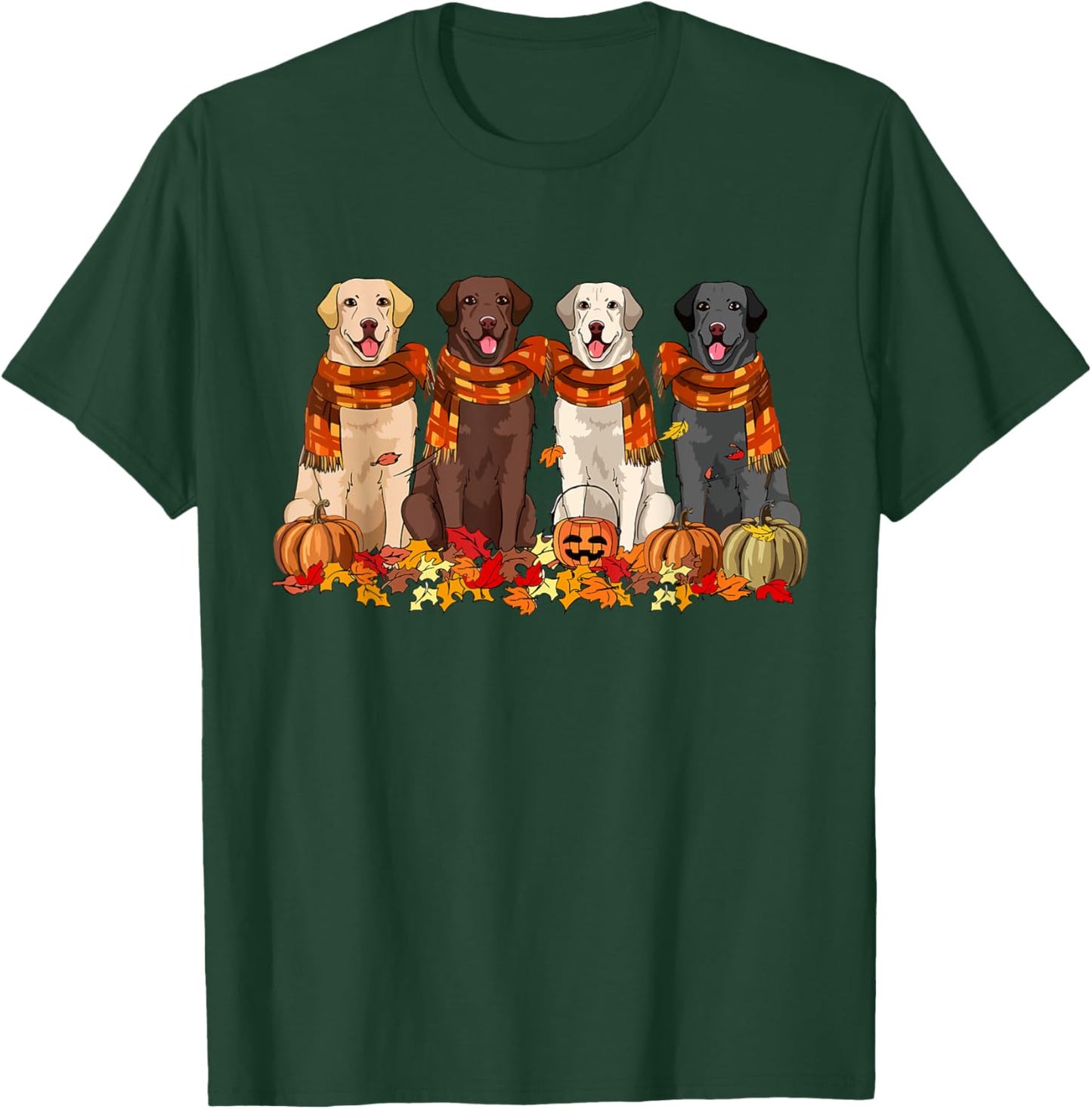 Fall Autumn Pumpkin Labrador Retriever Thanksgiving Dog Mom Men Women T-Shirt - T-Shirt | Forest