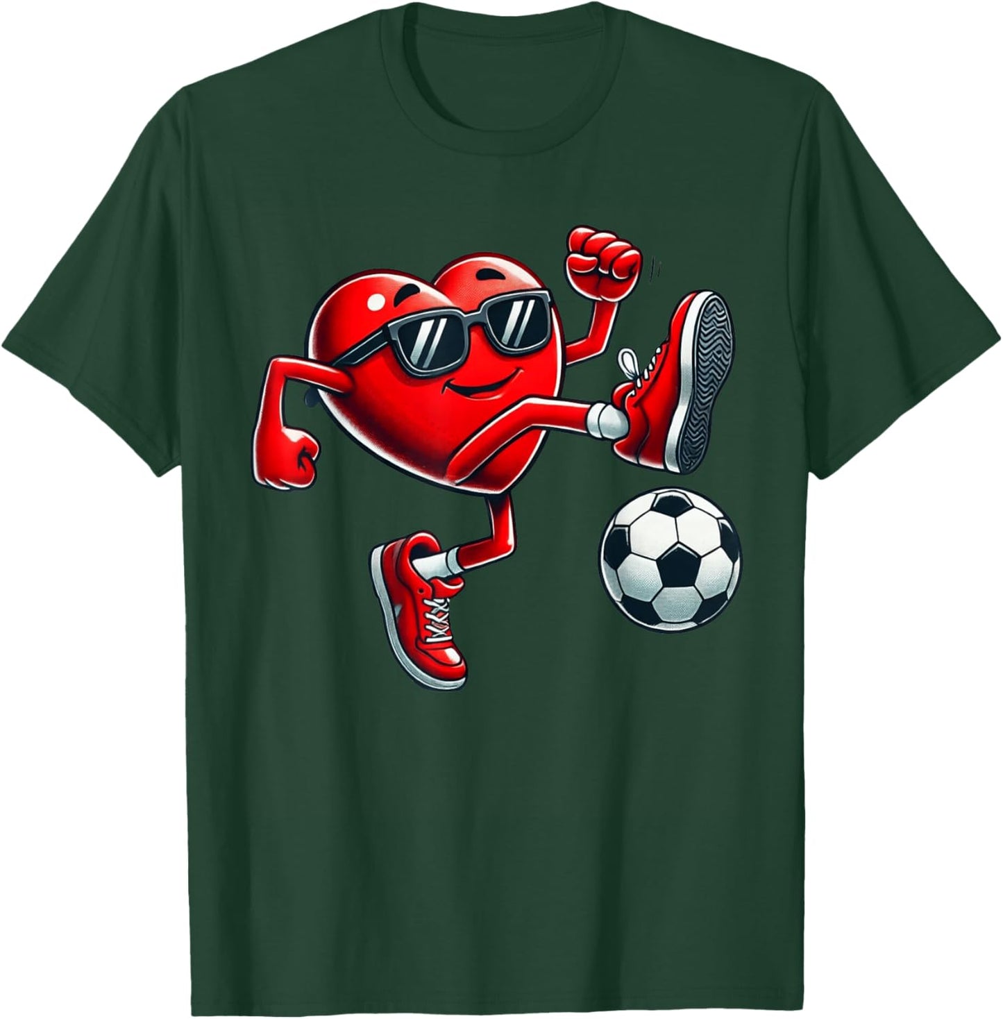 Valentines Day Soccer Funny Red Heart Love Boys Girls Kids T-Shirt - T-Shirt | Forest