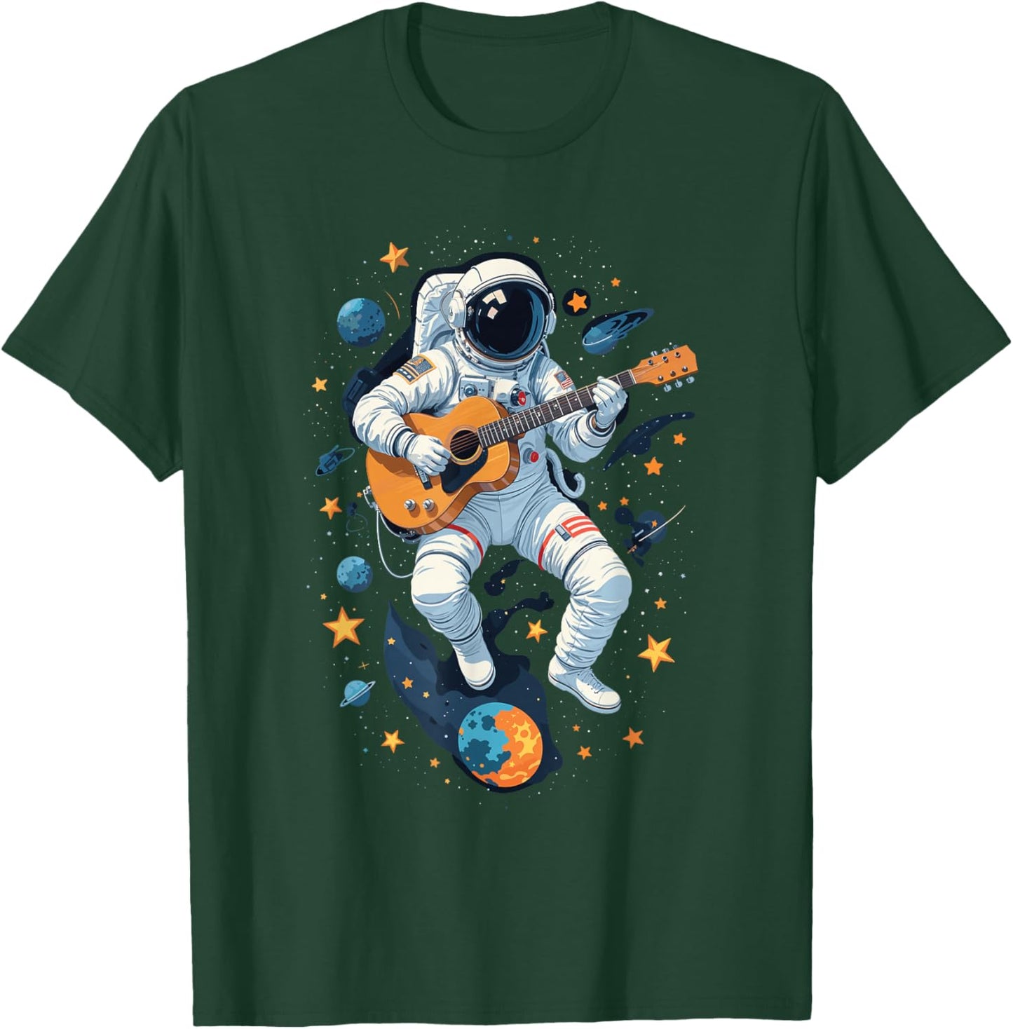 Astronaut Playing Guitar Shirt Spaceman Guitarist Musician T-Shirt - T-Shirt | Forest