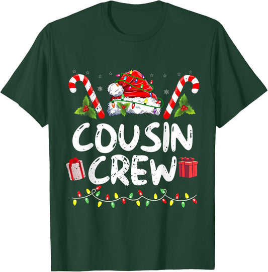 Christmas Cousin Crew Santa Hat Men Women Kids T-Shirt - T-Shirt | Forest