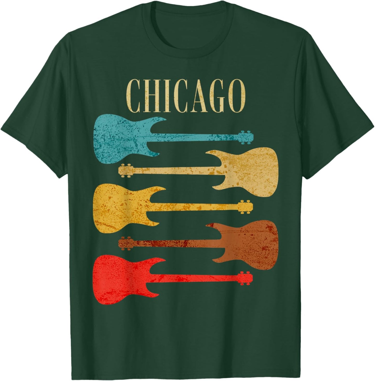 Chicago Concert Rock Music Festival Guitars Illinois Band IL T-Shirt - T-Shirt | Forest
