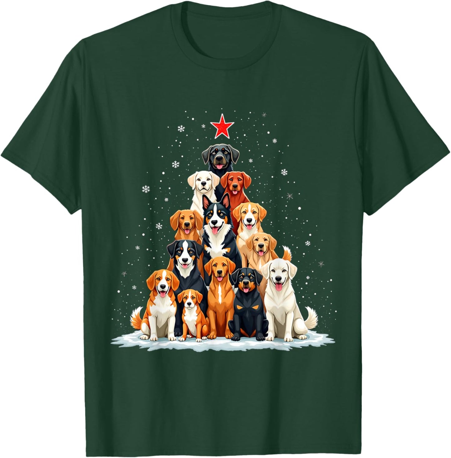 Dog Christmas Tree Dog Xmas Tree Women Men Boys Girls Kids T-Shirt - T-Shirt | Forest