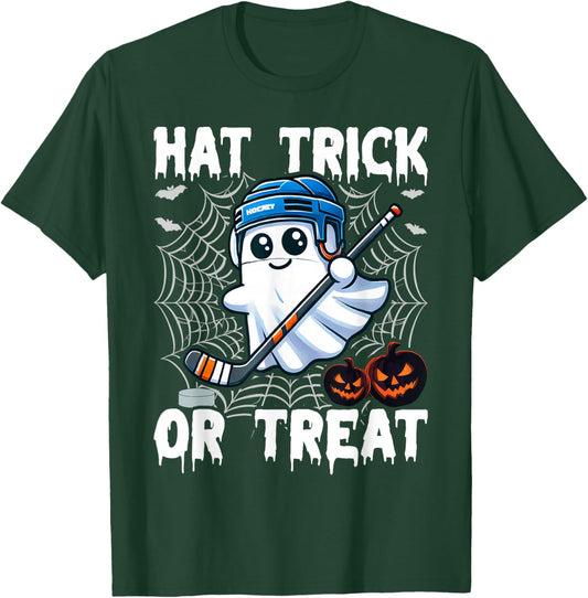Hat Trick or Treat, Hilarious Hockey Halloween Family T-Shirt - T-Shirt | Forest