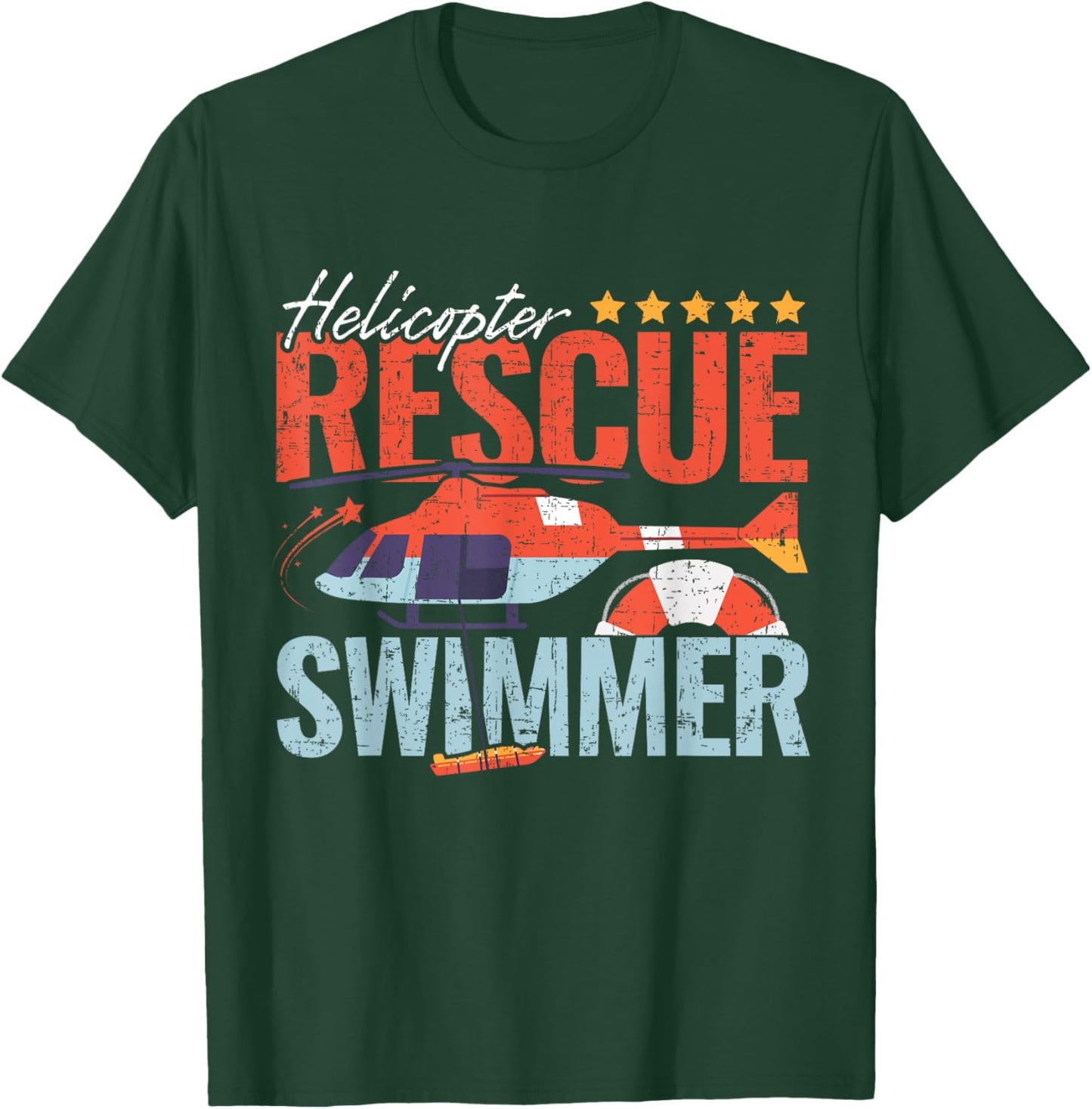 Vintage Helicopter Rescue Swimmer Proud Search and Rescue T-Shirt - T-Shirt | Forest