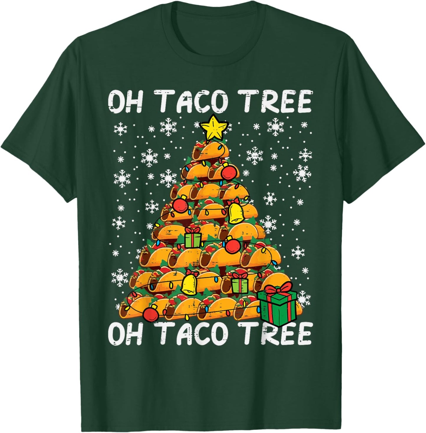 Tacos Christmas Tree Funny Xmas Foodie Mexican Men Women Kid T-Shirt - T-Shirt | Forest