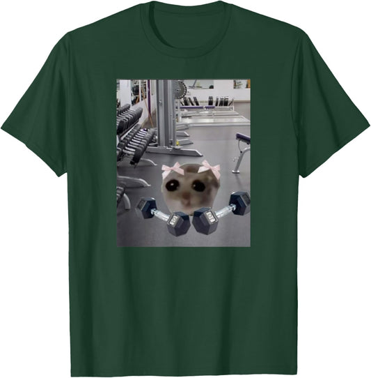 Sad Hamster Funny Gym Pump Viral Gerbil Lifting T-Shirt - T-Shirt | Forest