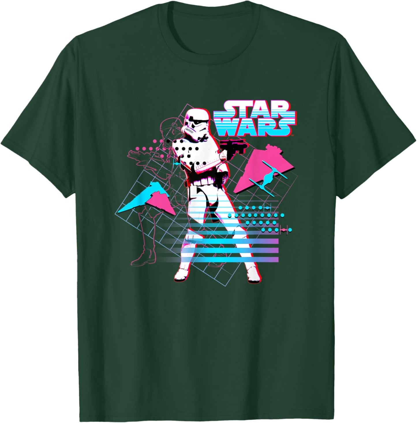 Star Wars Neon Stormtrooper Retro Gradient T-Shirt - T-Shirt | Forest