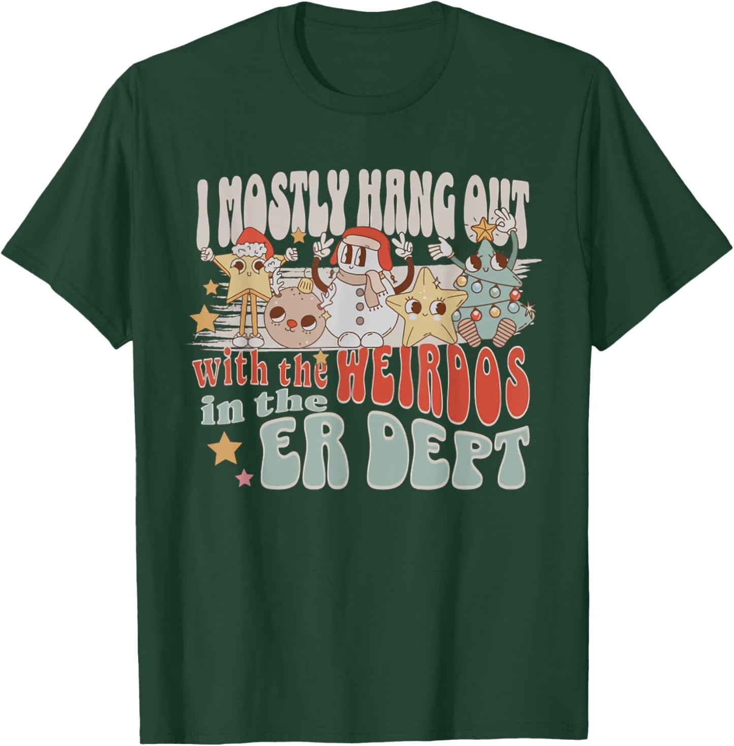 ER Nurse Christmas Emergency Department Nurse ED Tech T-Shirt - T-Shirt | Forest
