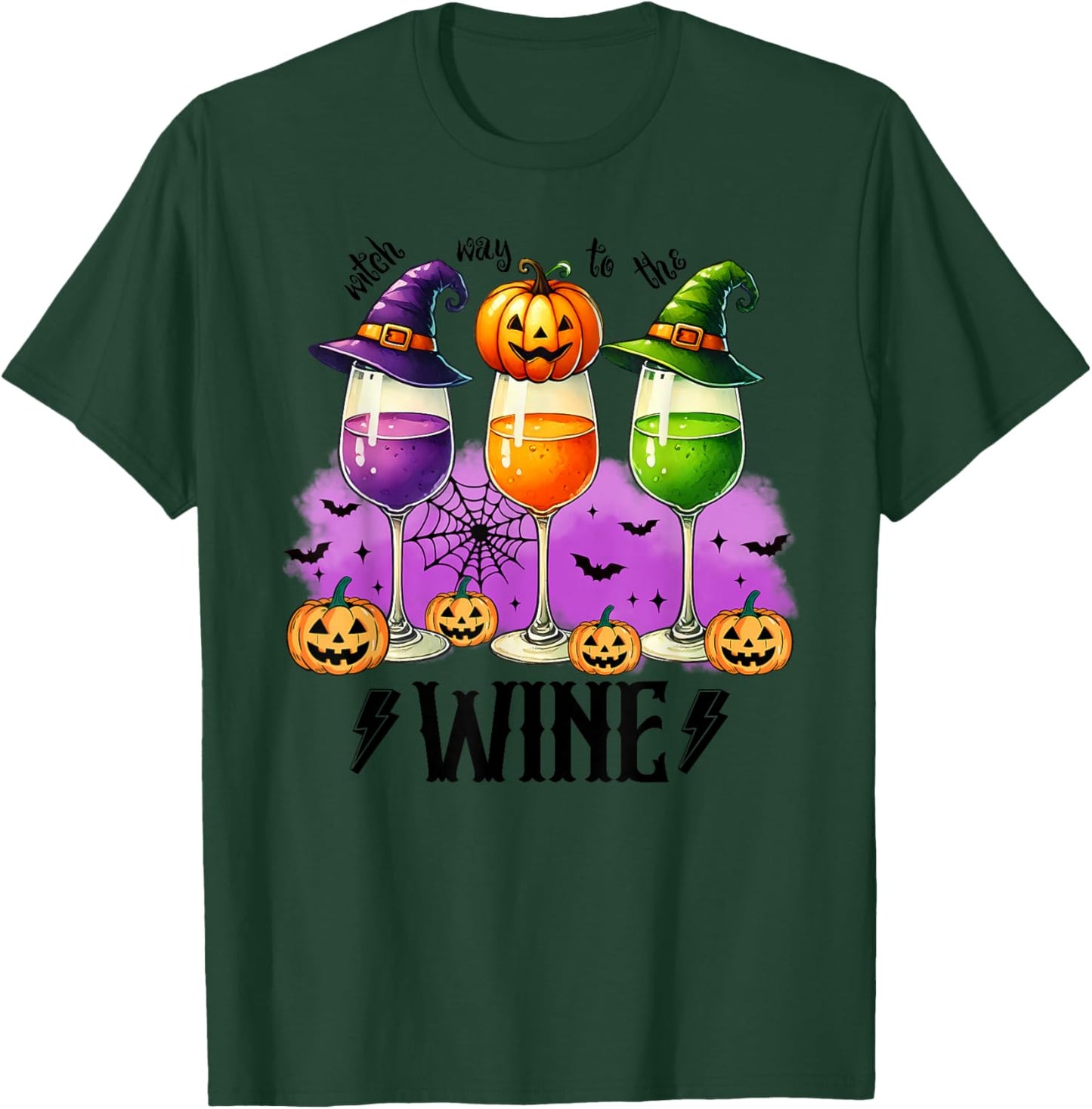 Halloween Red Wine Glasses Funny Halloween T-Shirt - T-Shirt | Forest
