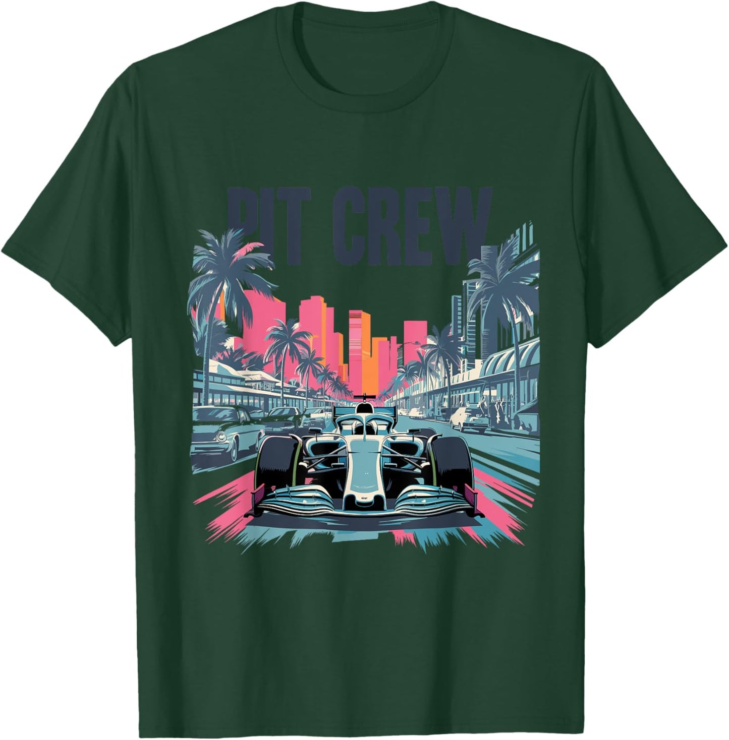 Miami Pit Crew Costume Car Racing Retro Auto Car Race T-Shirt - T-Shirt | Forest