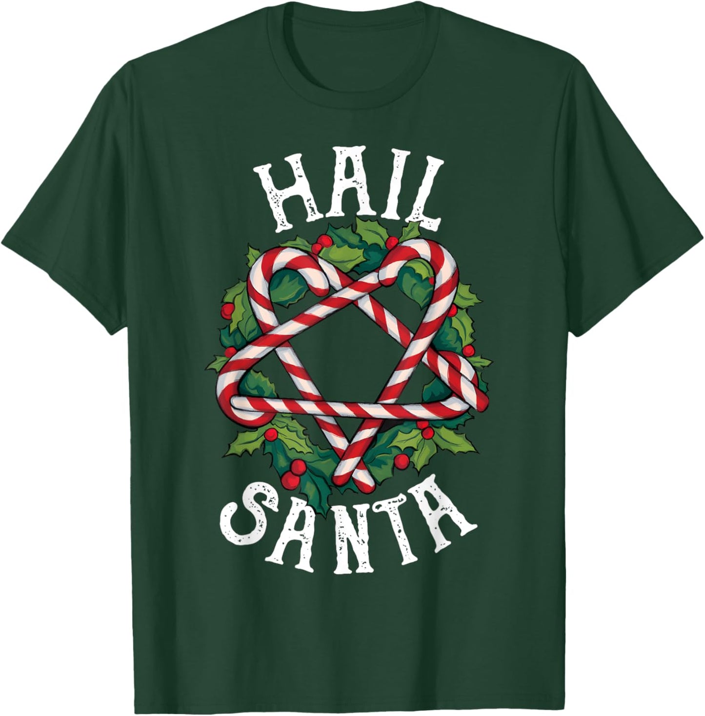 Hail Santa Candycane Pentagram Gothmas Funny Goth Christmas T-Shirt - T-Shirt | Forest
