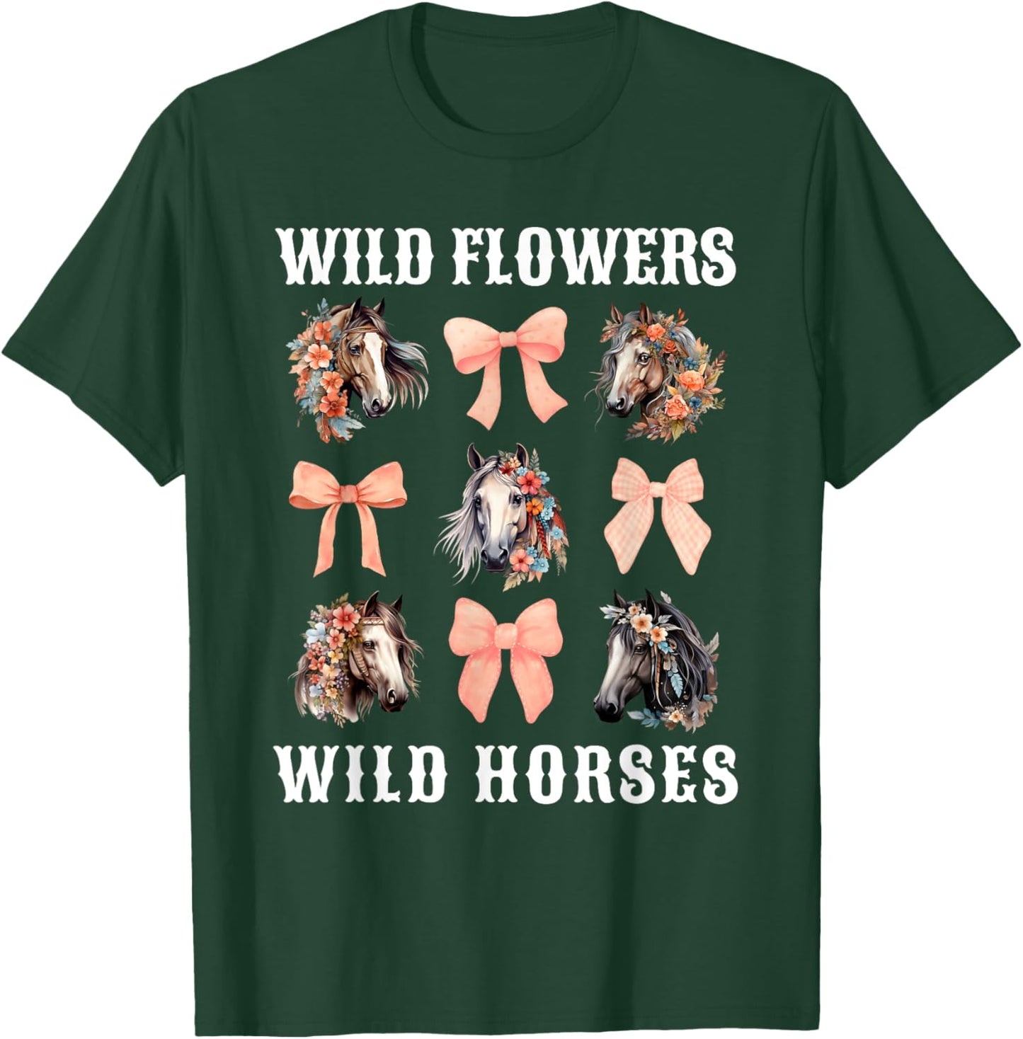 Coquette Horse Riding Horses Flower Horse Lover T-Shirt - T-Shirt | Forest