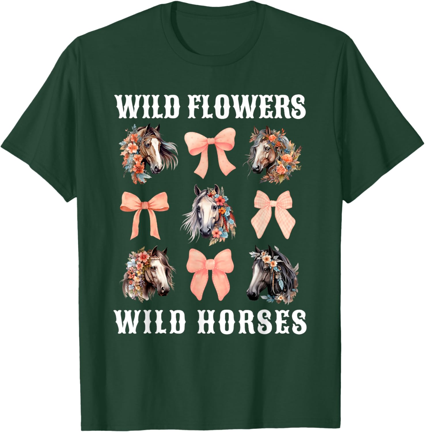 Coquette Horse Riding Horses Flower Horse Lover T-Shirt - T-Shirt | Forest
