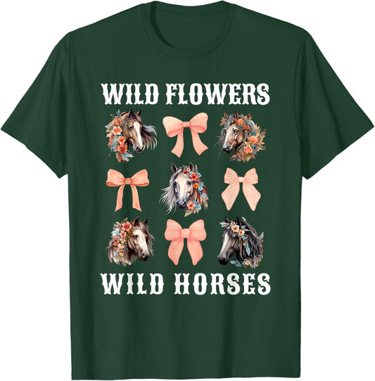 Coquette Horse Riding Horses Flower Horse Lover T-Shirt - T-Shirt | Forest