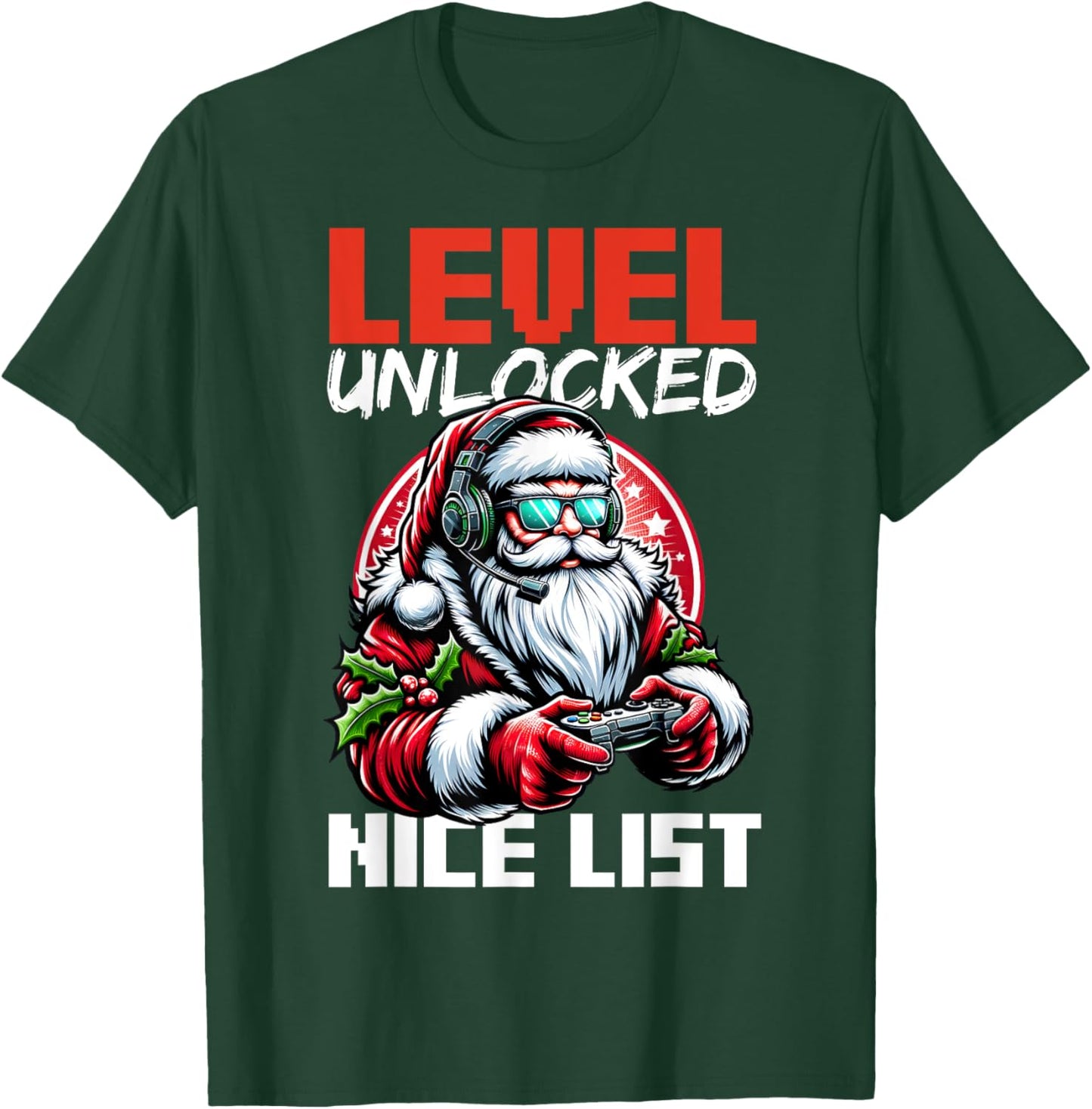 Christmas Gamer Boys Nice List Video Game Santa Xmas T-Shirt - T-Shirt | Forest
