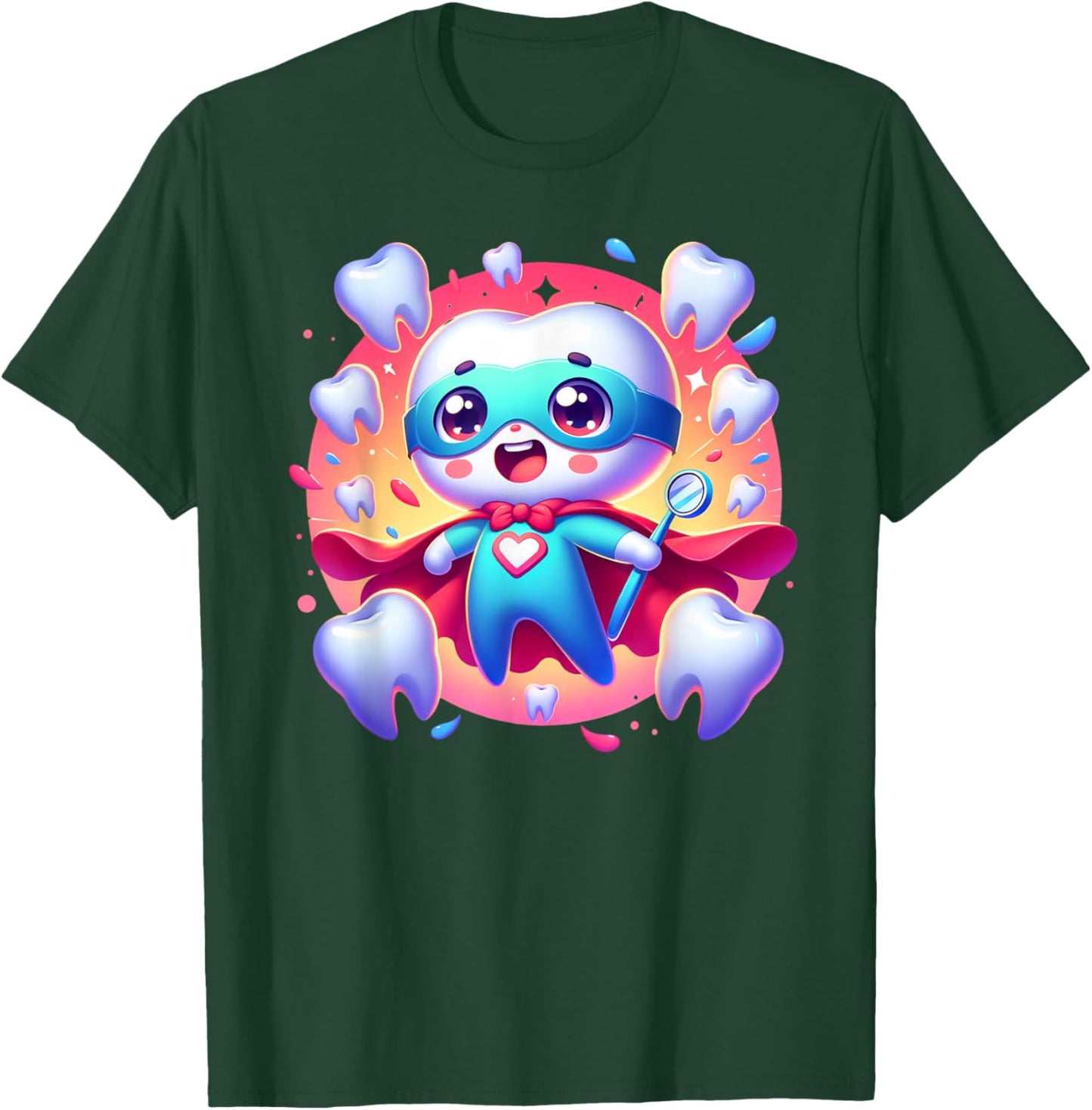 Cute Super Hero Dentist Superhero Tooth Doctor T-Shirt - T-Shirt | Forest