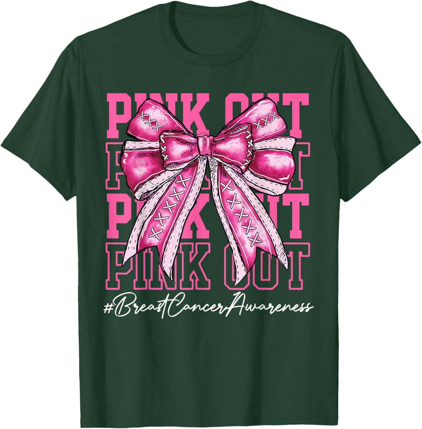 Pink Out Tackle Breast Cancer Awareness American Football T-Shirt - T-Shirt | Forest