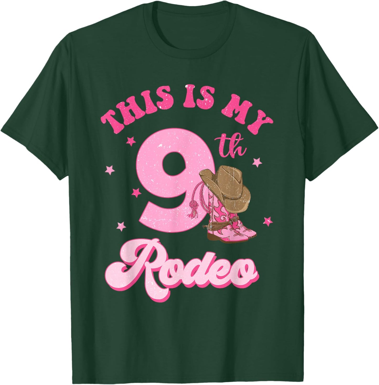 This Is My 9th Rodeo Western Cowgirl 9 Year Old Birthday T-Shirt - T-Shirt | Forest
