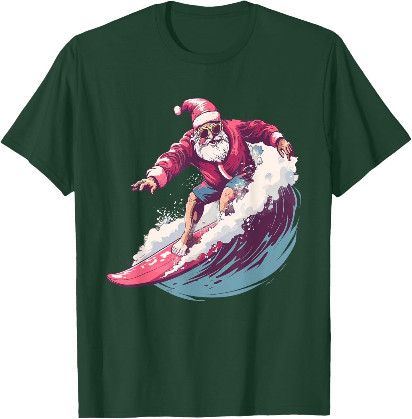 Christmas Surfing Santa Surfboarder Surf Lover Xmas Pajama T-Shirt - T-Shirt | Forest
