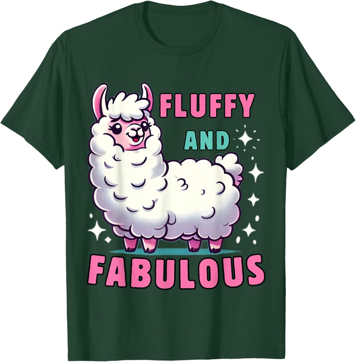 Fluffy and Fabulous Cute Llama for Animal Lovers T-Shirt - T-Shirt | Forest