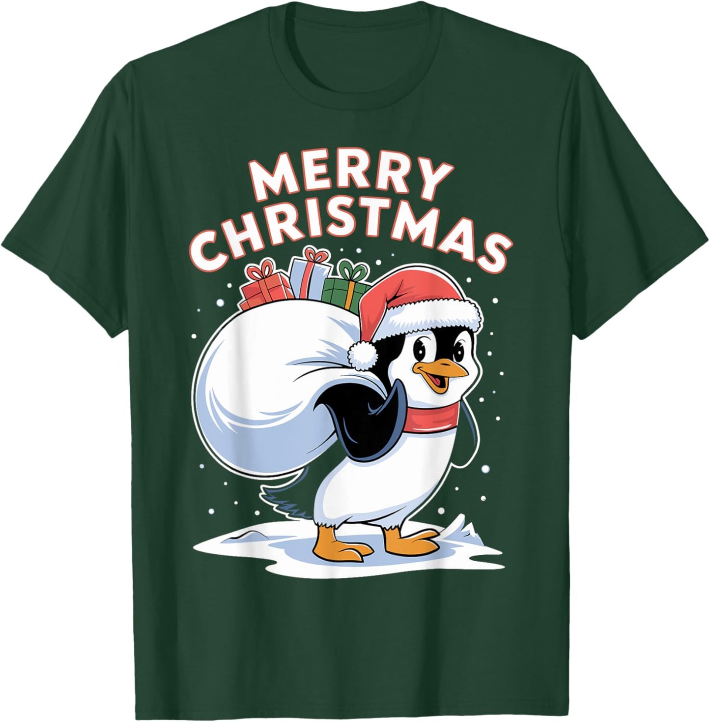 Merry Christmas Emperor Penguin T-Shirt - T-Shirt | Forest
