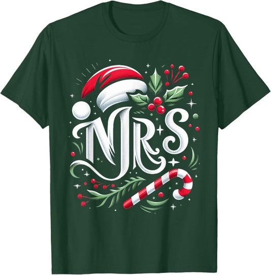 Mrs And Mr Santa Couples Matching Christmas Husband Wife T-Shirt - T-Shirt | Forest