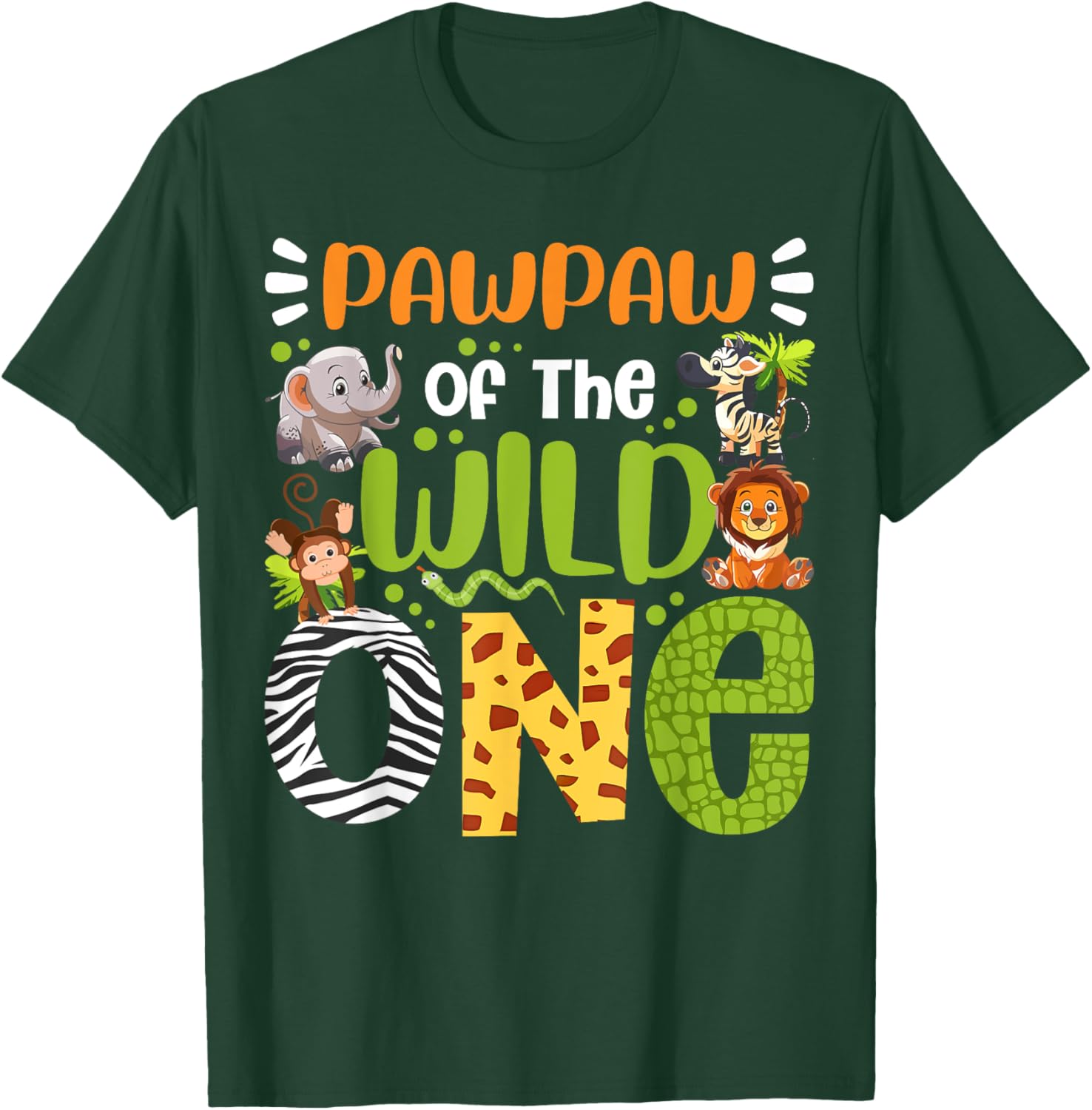 Pawpaw Of The Wild One Kids Safari Zoo Birthday Family T-Shirt - T-Shirt | Forest