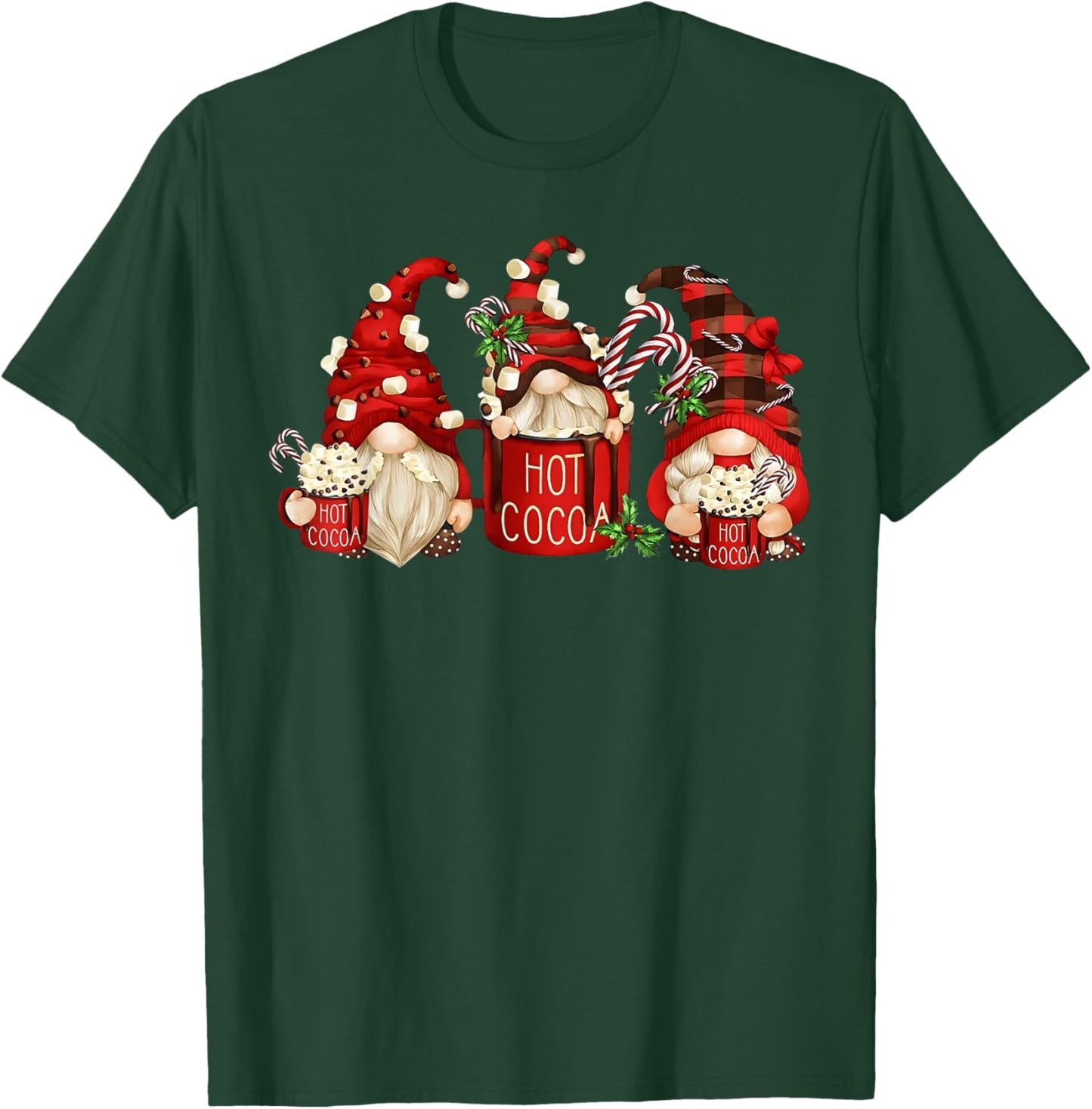 Cute Retro Chocolate Hot Cocoa Mug Funny Gnomes Christmas T-Shirt - T-Shirt | Forest