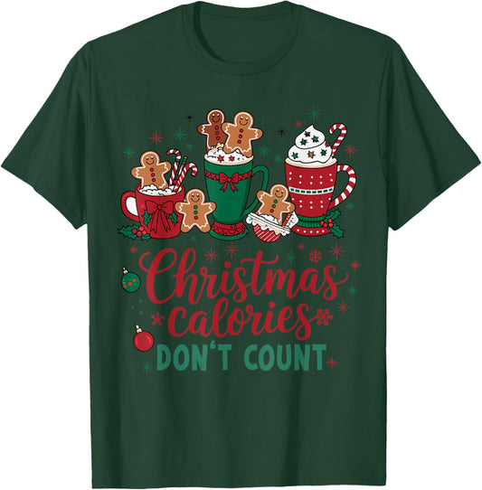 Christmas Calories Don't Count Funny Food Lovers Retro T-Shirt - T-Shirt | Forest